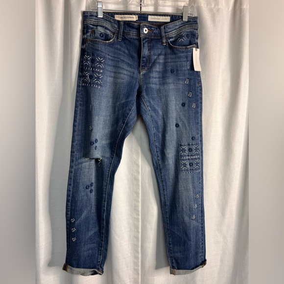 Anthropologie Pilcro Embroidered Mid-rise Slim Boyfriend Jeans - Picture 7 of 16